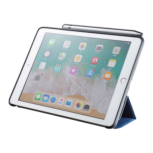 iPadケース9.7インチ・Apple Pencil収納ポケット付き・ブルーPDA