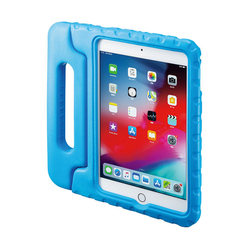 【わけあり在庫処分】iPad mini 2019 ケース（衝撃吸収ケース・ハンドル付き・ブルー） PDA-IPAD1405BL