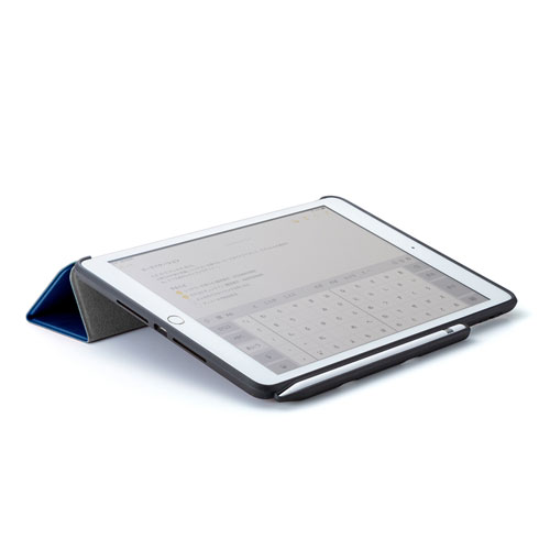 10.2インチiPad ソフトレザーケース Apple Pencil収納つき スタンドタイプ ブルー PDA-IPAD1614BL