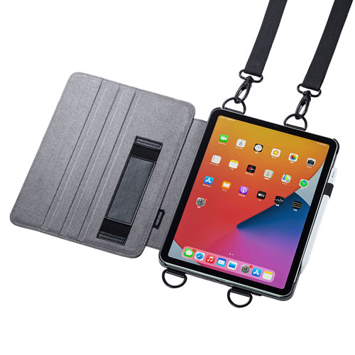 iPad Air 2020 スタンド機能付きショルダーベルトケース PDA-IPAD1712BK