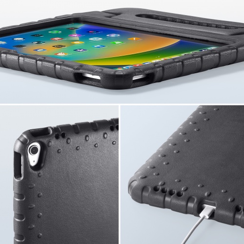 iPadケース 10.9インチ iPad 第10世代 第十世代 衝撃吸収ケース 衝撃に強い ハンドル付 ペンシル収納 EVA素材 ブラック PDA-IPAD1905BK