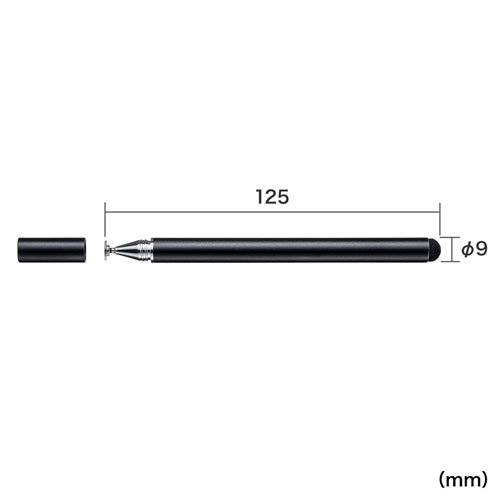 ディスク式＆導電繊維タッチペン（ブラック） PDA-PEN50BK