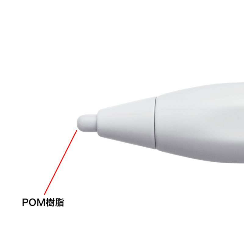 ハイブリッド充電式タッチペン スタイラスペン 極細 POM樹脂 スマホ タブレット ホワイト PDA-PEN58W