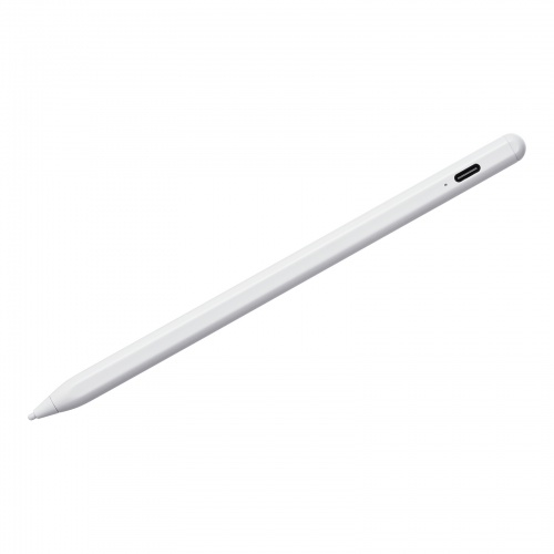 ハイブリッド充電式タッチペン スタイラスペン 極細 POM樹脂 スマホ タブレット ホワイト PDA-PEN58W
