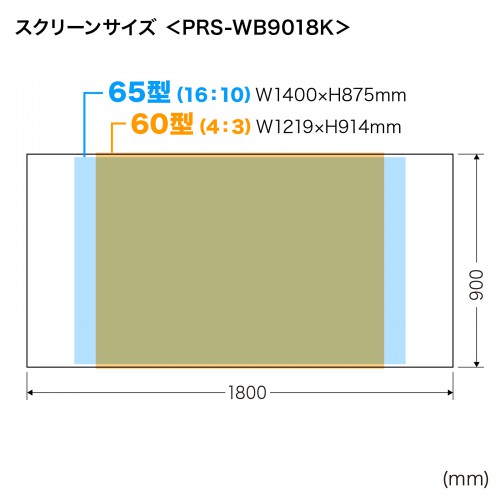 プロジェクタースクリーン マグネット式 60インチ 65インチ PRS-WB9018K