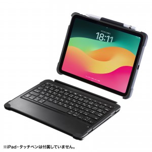 キーボード iPadケース付き 第10世代専用 USB Type-C接続 タイプCケーブル接続 パンタグラフ テンキーなし スリム コンパクト  耐衝撃吸収 SKB-IP6BK |サンワダイレクト