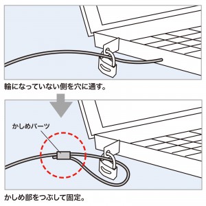 サンワサプライ SLE-13W eセキュリティ (1.0M1.5mm片側かしめなし)