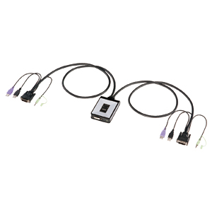 【わけあり在庫処分】フルHD対応DVIパソコン自動切替器（USB対応・2:1） SW-KVM2DU