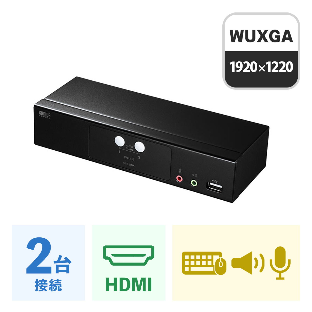 KVMスイッチ HDMI KVM切替器 2入力1出力 ボタン&有線リモコン切り替