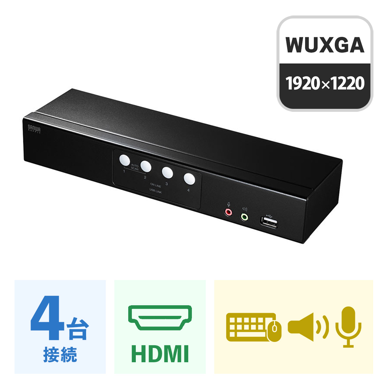 パソコン自動切替器(HDMIディスプレイ対応・4:1) SW-KVM4HHC