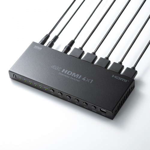 HDMI切替器 4入力1出力 シームレス切替 リモコン付 4K30Hz 手動