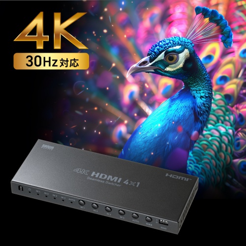 HDMI�ؑ֊� 4����1�o�� �V�[�����X�ؑ� �����R���t 4K30Hz �蓮 �����֑ؑΉ�