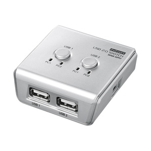 USB2.0ハブ付き手動切替器（2回路）