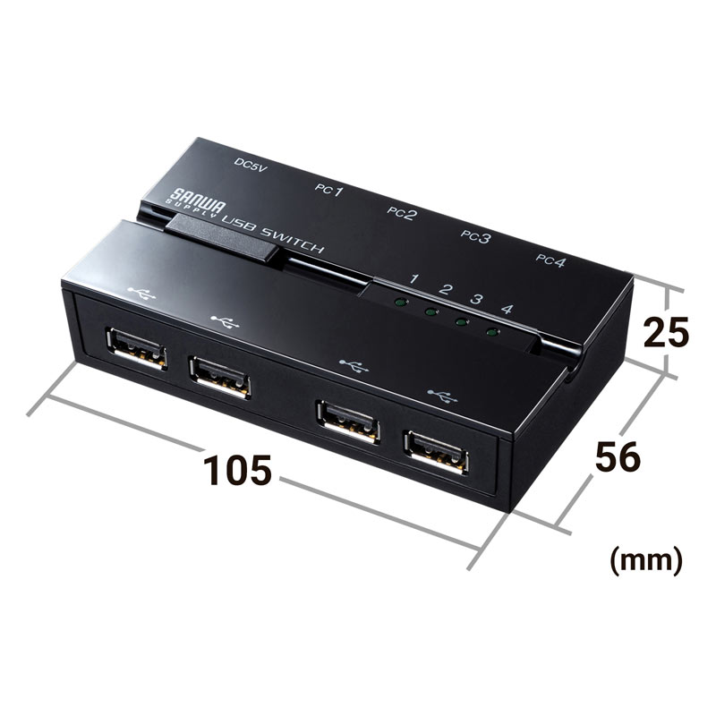 PC4台用 4ポート USB切替器 手動 USB2.0対応 4入力1出力 4ポート切替器 軽量 小型 _.