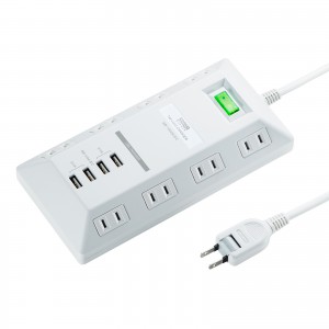 USBポート付き 電源タップ 平型 ホワイト