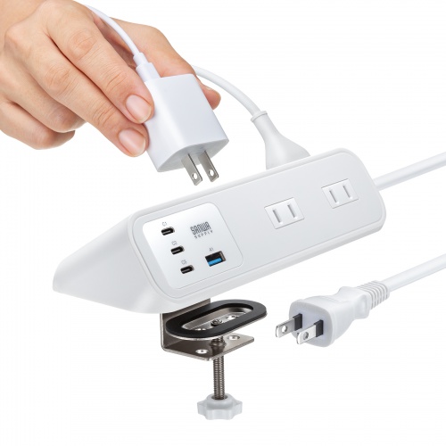 �d���^�b�v USB�[�d AC4�� USB PD65W�Ή� USB-A���� 2m �N�����v�Œ� �z���C�g