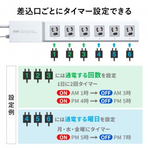 電源タップ（タイマー付き・3P・6個口・3m）｜サンプル無料貸出対応