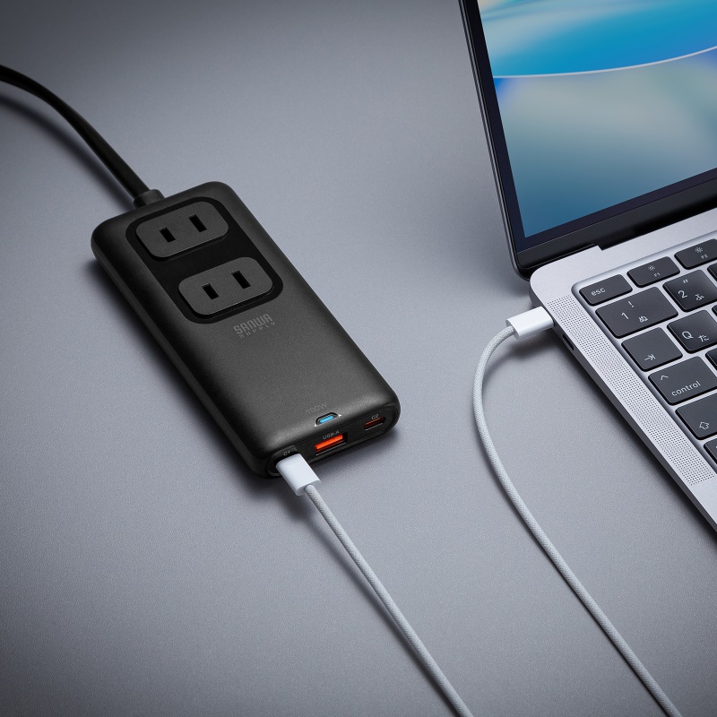 �d���^�b�v USB PD 100W �}���[�d GaN 1.5m �����R�[�h �y�����^18mm�z Type-C�~2 A�~1 AC�~2�� �R���Z���g L�^�v���O