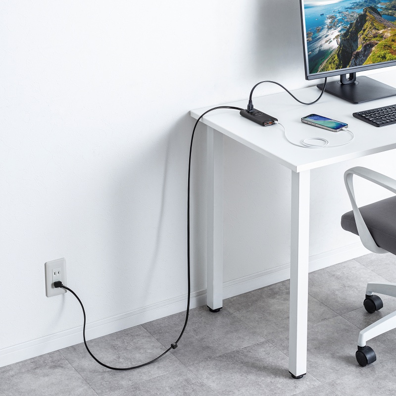 �d���^�b�v USB PD 100W �}���[�d GaN 1.5m �����R�[�h �y�����^18mm�z Type-C�~2 A�~1 AC�~2�� �R���Z���g L�^�v���O