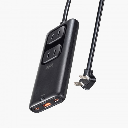 �d���^�b�v USB PD 100W �}���[�d GaN 1.5m �����R�[�h �y�����^18mm�z Type-C�~2 A�~1 AC�~2�� �R���Z���g L�^�v���O