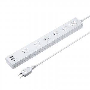 電源タップ 10個口 PD20W対応 USB充電ポート付 1m ホワイト の