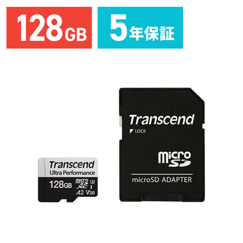 microSDXCカード 128GB Class10 UHS-I U3 A2 V30 SDカード変換アダプタ付き Nintendo Switch ROG Ally 対応 Transcend製 TS128GUSD340S