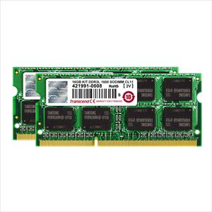 Transcend ノートPC用増設メモリ 16GB（8GB×2） DDR3L-1600