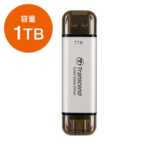 【アフターセール】Transcend スティックSSD 1TB ESD310 ポータブルSSD USB3.2 Gen2 Type-A C iPhone15 ROG Ally 対応 シルバー