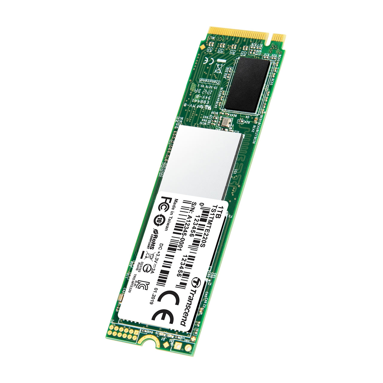 Transcend M.2 SSD 1TB NVMe 1.3 PCIe Gen3 ~4 3D NAND TS1TMTE220S TS1TMTE220S