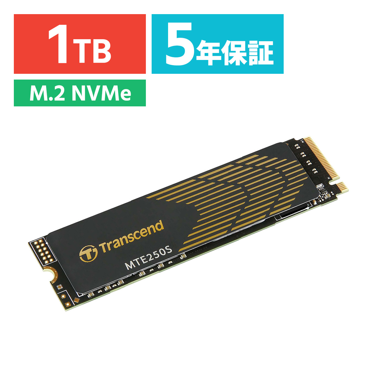 M.2 SSD 1TB PS5動作確認済 NVMe 1.4準拠 PCIe Gen4×4 3D NAND Transcend製 TS1TMTE250S