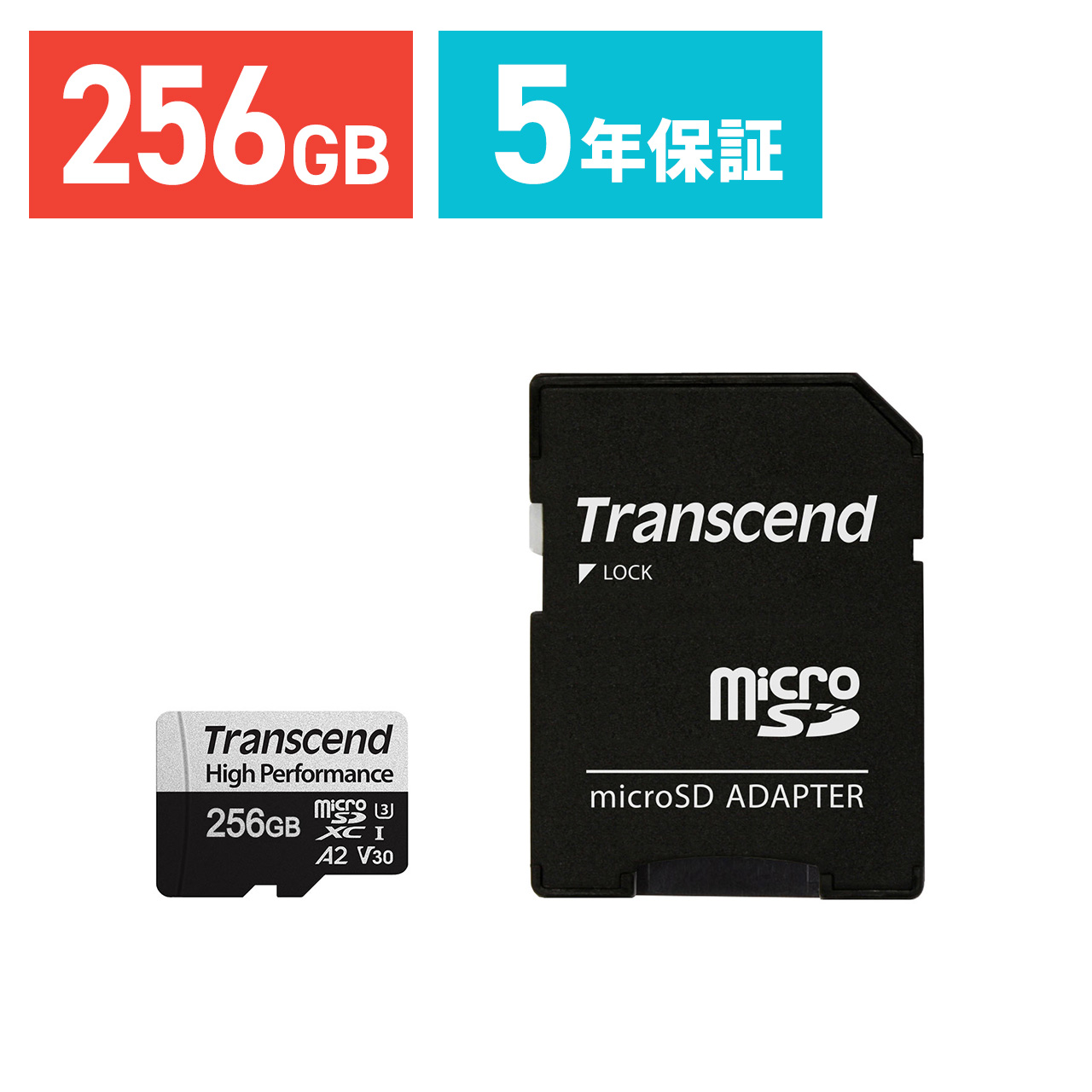 Transcend microSDXCカード 256GB UHS-I U3 V30 A2 SD変換アダプタ付き ...