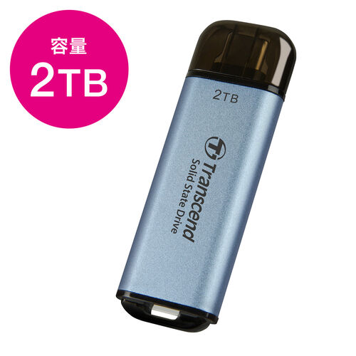 Transcend スティックSSD 2TB ESD300 Type-C ポータブルSSD 外付け USB10Gbps USB3.2 Gen2  iPhone15 ROG Ally対応 スカイブルー TS2TESD300C