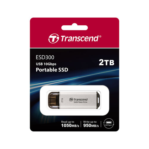 Transcend スティックSSD 2TB ESD300 Type-C ポータブルSSD 外付け USB10Gbps USB3.2 Gen2  iPhone15 ROG Ally対応 スカイブルー TS2TESD300C
