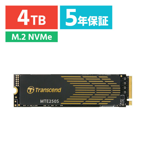 M.2 SSD 4TB PS5動作確認済 NVMe 1.4準拠 PCIe Gen4×4 3D NAND Transcend製 TS4TMTE250S  TS4TMTE250S