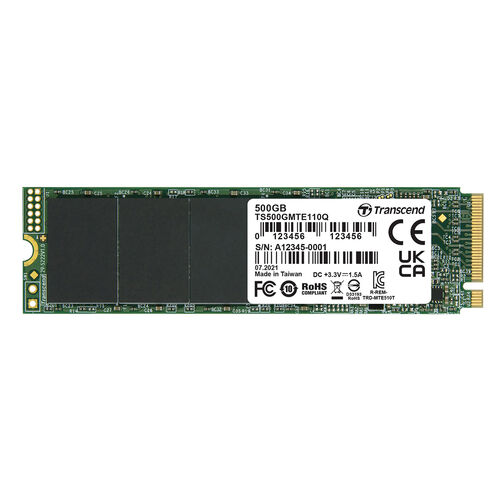 Transcend M.2 SSD 500GB NVMe 1.3 PCIe Gen3 ~4 3D NAND TS500GMTE110Q TS500GMTE110Q