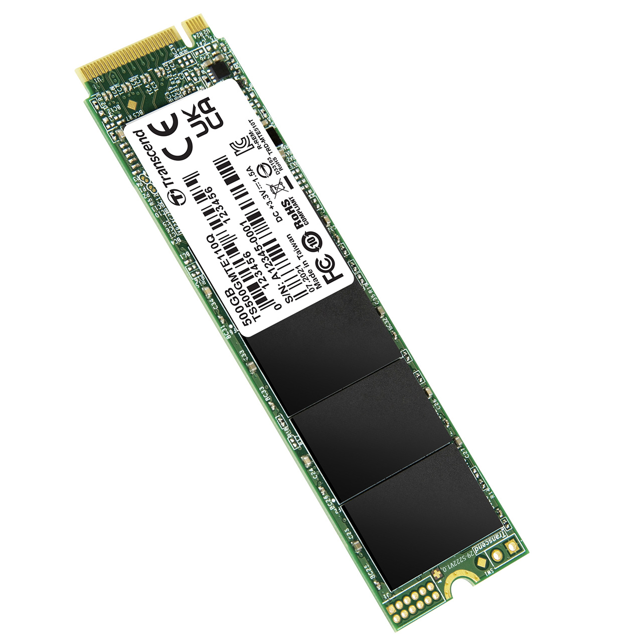 Transcend M.2 SSD 500GB NVMe 1.3 PCIe Gen3 ~4 3D NAND TS500GMTE110Q TS500GMTE110Q