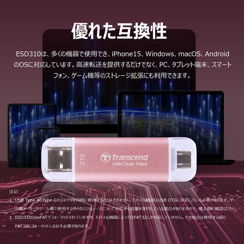 �y�������Z�[���zTranscend �X�e�B�b�NSSD 512GB ESD310 �|�[�^�u��SSD USB3.2 Gen2 Type-A C iPhone15 ROG Ally �Ή� �V���o�[