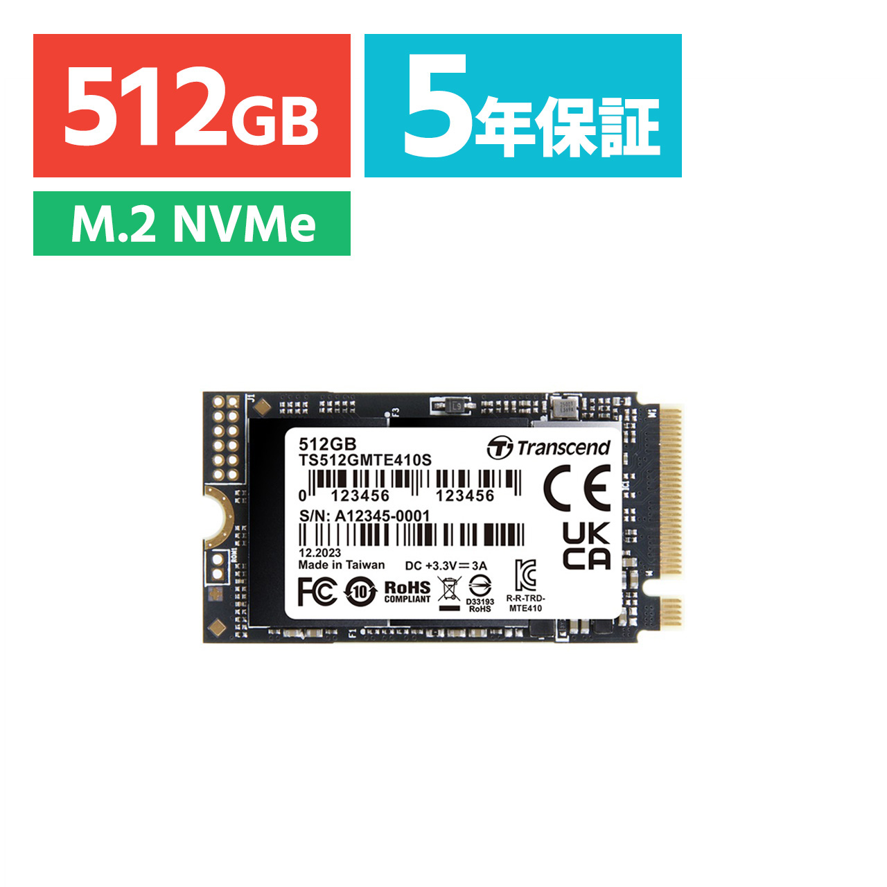 M.2 SSD 512GB NVMe PCIe Gen4~4 Type 2242  Read 5000MB/s SLCLbV MTE410S Transcend TS512GMTE410S