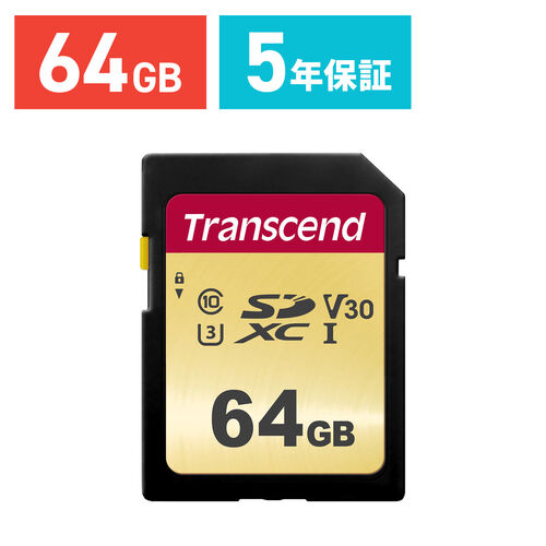 Transcend SDXCカード 64GB Class10 UHS-I U3 V30 TS64GSDC500S TS64GSDC500S
