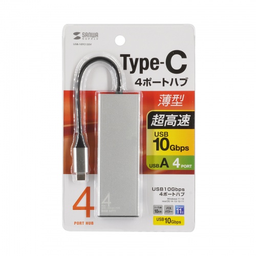 USB TypeC 4|[gnu USB A~4|[g P[ǔ^ USB3.2 Gen2Ή 10GbpsΉ A~M Windows Mac iPad Chromebook Ή USB-10TC13SV