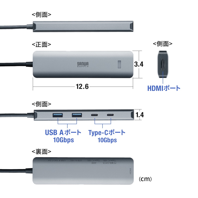USB Type-C �n�u HDMI 8K30Hz 4K120Hz�Ή� 5in1 USB 10Gbps PD100W���� PD85W���d �ڑ������鉻 �V���o�[