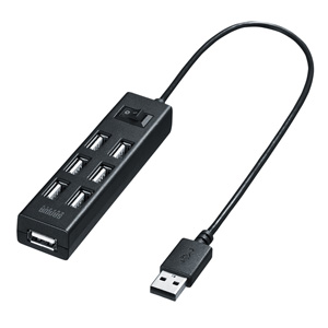 USBハブ（7ポート・スイッチ付き・ブラック）