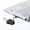 USB2.0ハブ(３ポート・microSDカードリーダー付き・コンパクト・ブラック)