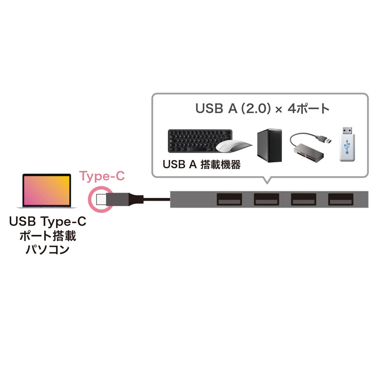 AEgbgFUSB Type-C USB2.0@4|[g Xnu ZUSB-2TCH23S