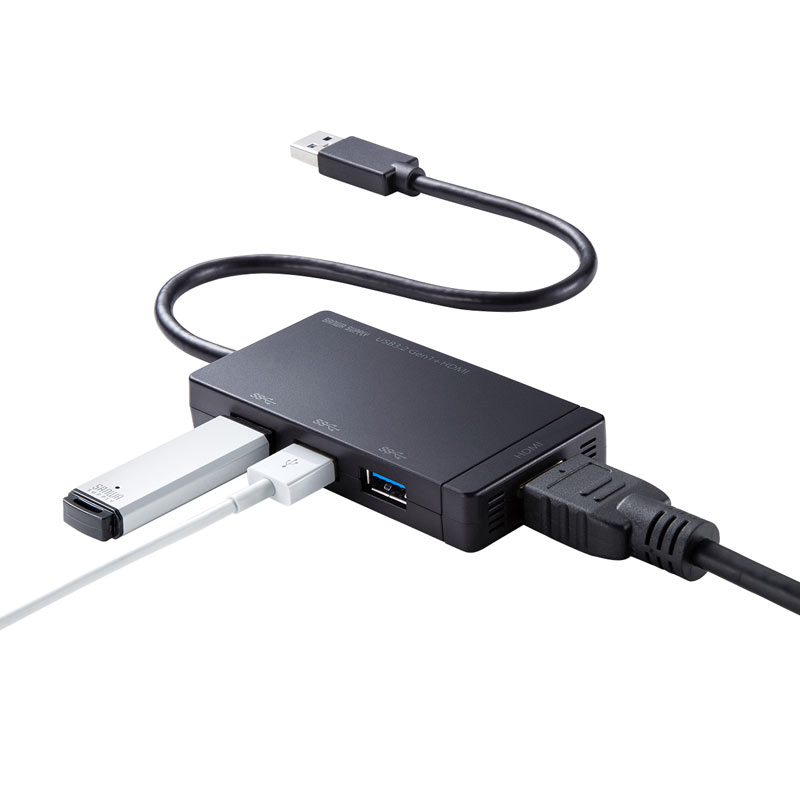 サンワサプライ HDMIポート搭載 USB3.2Gen1 3ポートハブ（USB-3H332BK）-