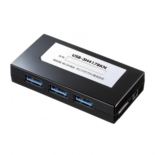 USB nu USB A 4|[g USB3.2 Gen1 oXp[ Windows Mac }Olbgt 50cm ubN USB-3H417BKN