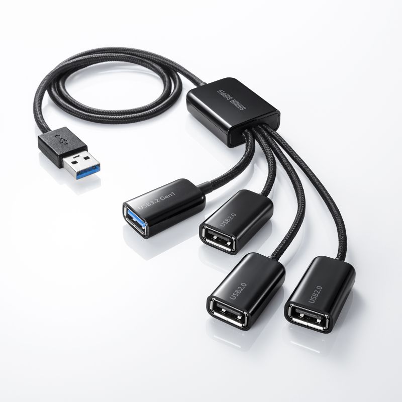 USBnu USB A 4|[g USB3.2 Gen1 USB2.0 R{nu  USB3.1 USB3.0 P[u 50cm ubN USB-3H436BK