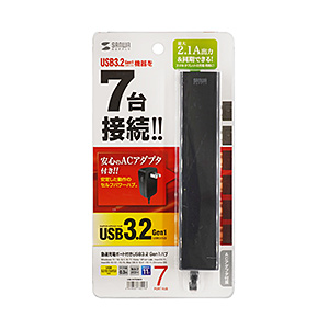 サンワサプライ - USB-3H703BKN 急速充電ポート付きUSB3.2Gen1 7ポートハブ