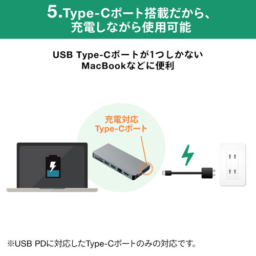 USB Type-C hbLOXe[V oC^Cv PD/45WΉ 4KΉ 8in1 HDMI VGA Type-C USB3.0~2 LAN SD/microSD e[N ݑΖ USB-3TCH13S