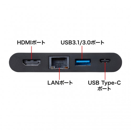 Type-Cハブ(ドッキングステーション・HDMI LANポート付き・3ポート・PD